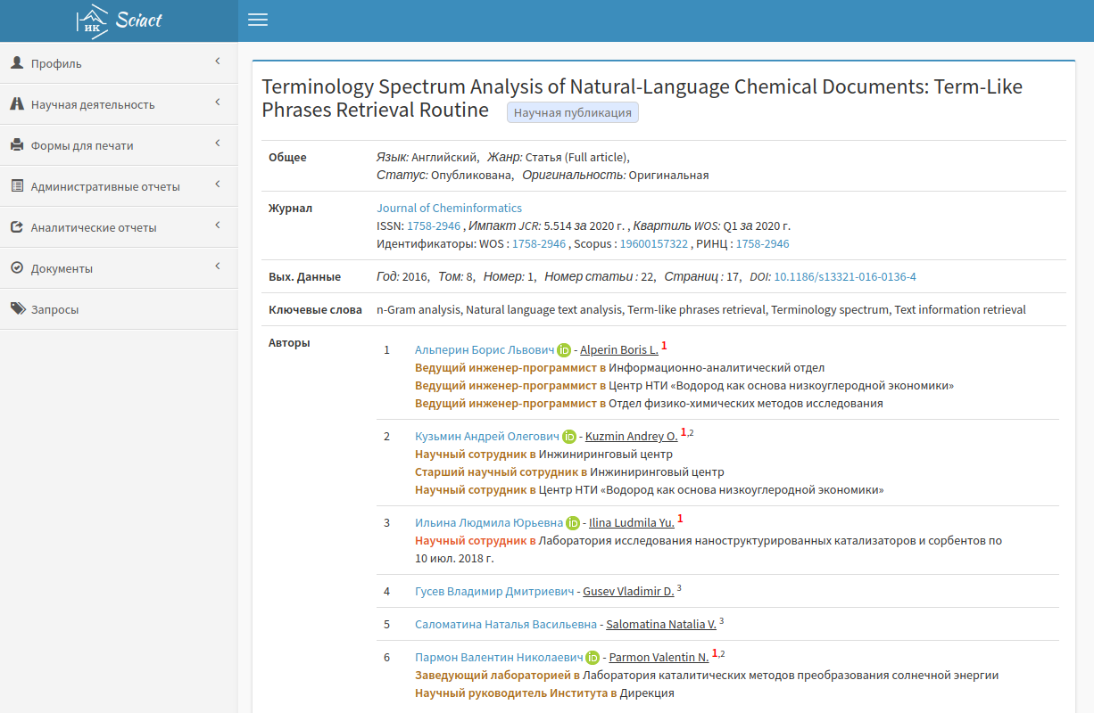 Карточка статьи